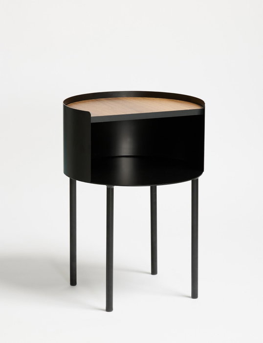 Hanah Home Mesa Lateral Espen Negra, Marco Metal 2mm, Superficie MDF 18mm, 40x40x56cm
