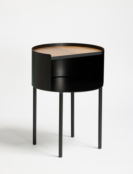 Hanah Home Mesa Lateral Espen Negra, Marco Metal 2mm, Superficie MDF 18mm, 40x40x56cm