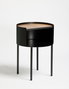 Hanah Home Mesa Lateral Espen Negra, Marco Metal 2mm, Superficie MDF 18mm, 40x40x56cm