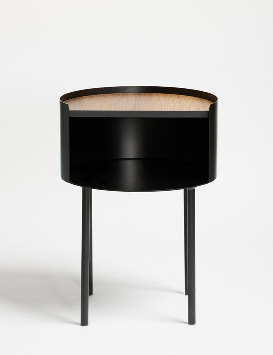 Hanah Home Mesa Lateral Espen Negra, Marco Metal 2mm, Superficie MDF 18mm, 40x40x56cm