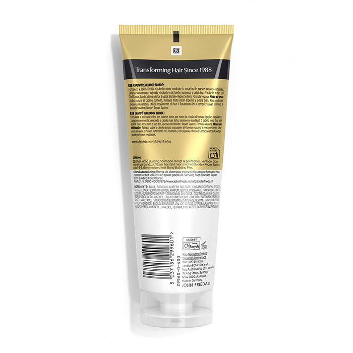 John Frieda BLONDE+ REPAIR SYSTEM Champú Reparador para Cabellos Rubios - Sistema de 3 Pasos (Paso 2), 250 ml