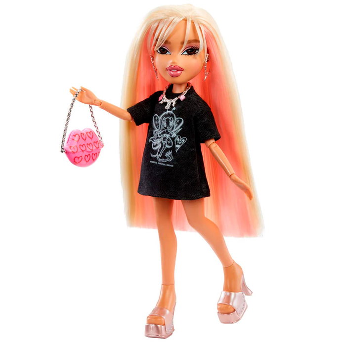 MGA 511519 Muñeca Bratz Celebrity Karol G con Vestido Camisero, Joggers, Mini Vinilo Álbum Mañana Será Bonito y Accesorios Glam