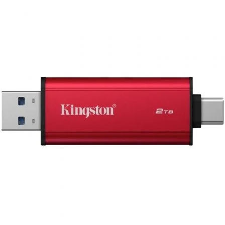 Kingston XS1000 Dual SSD Portátil 2TB - Disco Externo SSD USB-C y USB 3.2, Rojo, Velocidad 1050 MB/s (SPSD/2TB)