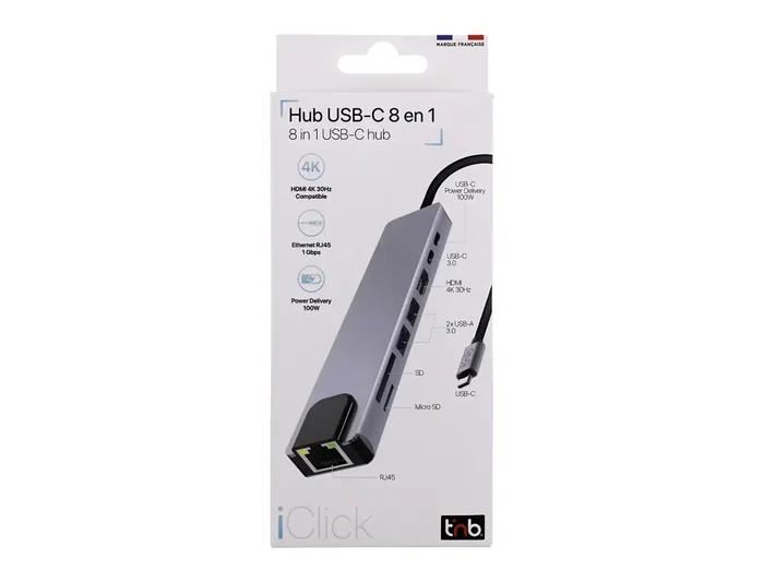 TNB hub iClick 8 en 1 USB-C Aluminio TNB hub iClick 8 en 1 USB-C Aluminio