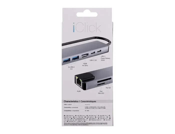 TNB hub iClick 8 en 1 USB-C Aluminio TNB hub iClick 8 en 1 USB-C Aluminio