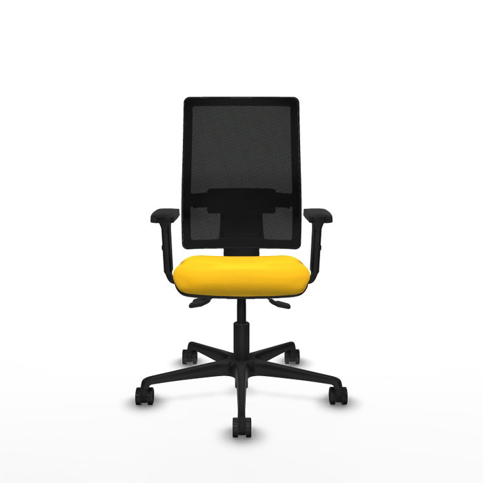 PIQUERAS Y CRESPO Bormate Silla de oficina con mecanismo asincrónico, malla negra y asiento amarillo PIQUERAS Y CRESPO Bormate Silla de oficina con mecanismo asincrónico, malla negra y asiento amarillo
