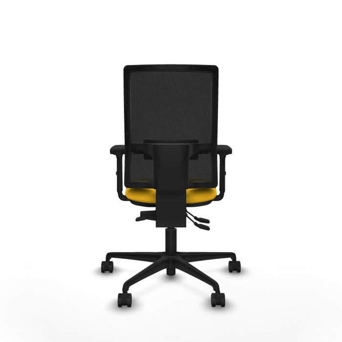 PIQUERAS Y CRESPO Bormate Silla de oficina con mecanismo asincrónico, malla negra y asiento amarillo PIQUERAS Y CRESPO Bormate Silla de oficina con mecanismo asincrónico, malla negra y asiento amarillo