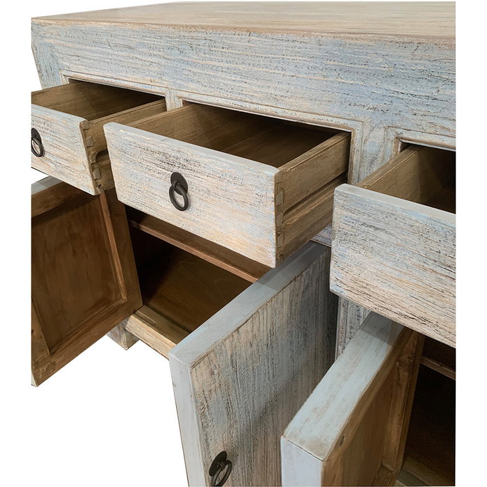 DKD Home Decor Aparador Minimal bs1c25 45 x 85 x 220 cm Olmo Macizo 6 Puertas 6 Cajones