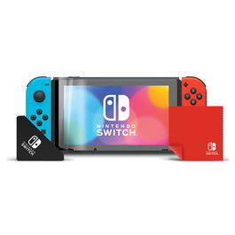 PDP 500-219-EU Protector de Pantalla Nintendo Switch y OLED Transparente - Resistente a Rayones y Roturas, Fácil Aplicación con Paño de Limpieza