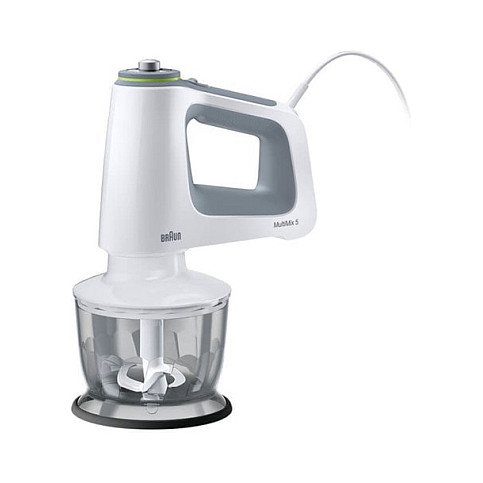 Braun MultiMix 5 HM 5137 Batidora de mano 750 W con varillas, ganchos amasar y picadora, gris y blanco