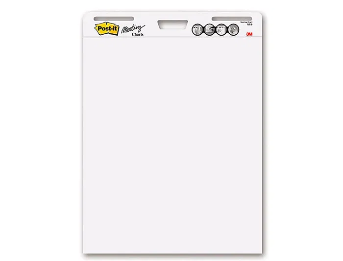 Post-it Bloc Congreso, Papel para Pizarra de Caballete, 77.5x63.5 cm, 30 Hojas, 80 g/m², Papel Liso Blanco con Adhesivo, Certificado PEFC