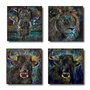 DKD Home Decor Cuadro Lienzo MDF 60x60 Animal Purpurina Surtido de 4 unidades