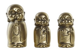 DKD Home Decor Figura Resina Monje Dorado Surtido de 6 Piezas