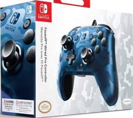 PDP Faceoff Deluxe + Audio Wired Controller Camo Azul para Switch 2