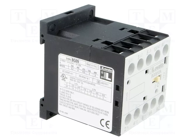 LOVATO ELECTRIC Contactor BG 3-polar 9A 24VAC