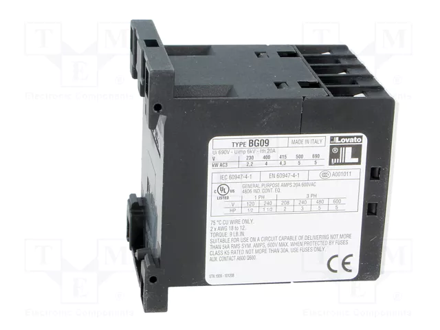 LOVATO ELECTRIC Contactor BG 3-polar 9A 24VAC