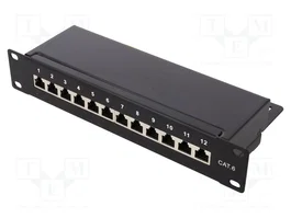 GOOBAY Patch Panel Cat 6a de 12 puertos RJ45 para rack de 10 pulgadas