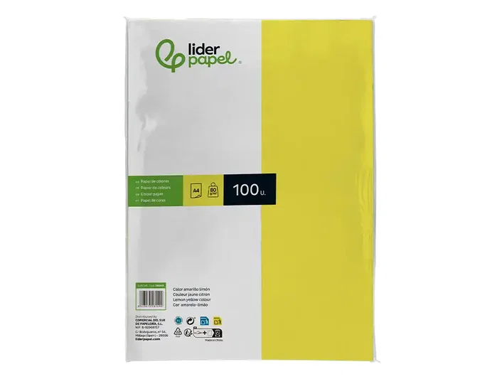 Liderpapel Papel color líderpapel DIN A4 80gr Limón, 100 hojas