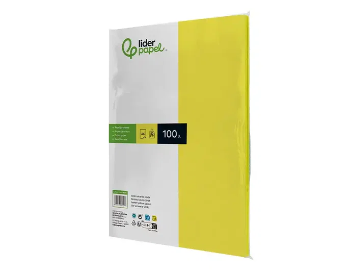 Liderpapel Papel color líderpapel DIN A4 80gr Limón, 100 hojas