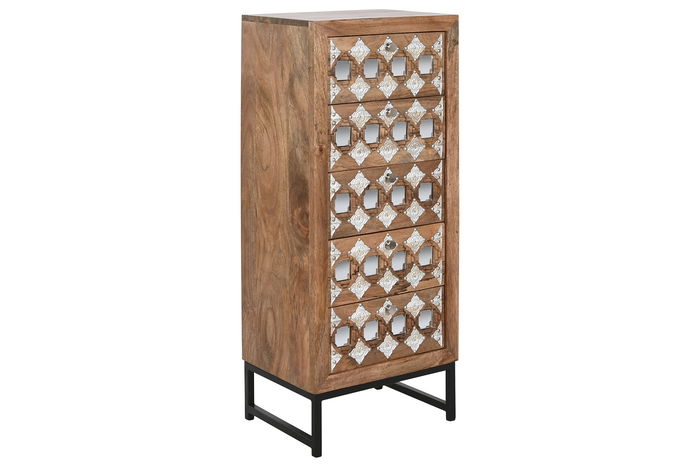 DKD Home Decor Chifonier Indio Natural Negro 5 Cajones 35 x 106 x 45 cm