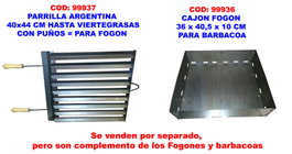 Parrilla Argentina 40x44 cm con Puños para Fogón y Sistema para Grasas