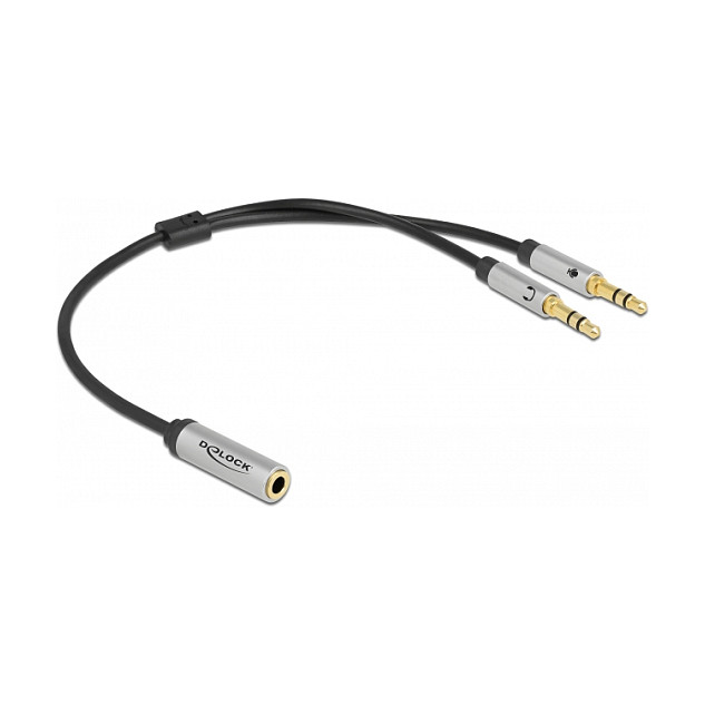 DeLOCK Adaptador de auriculares 1 x 3,5 mm 4 Pin a 2 x 3,5 mm 3 Pin (CTIA)