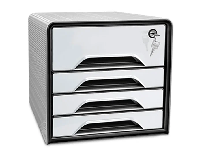Cep smoove secure Fichero Cajones de Sobremesa con Cerradura 4 Cajones Blanco/Negro 288x360x270 mm Cep smoove secure Fichero Cajones de Sobremesa con Cerradura 4 Cajones Blanco/Negro 288x360x270 mm