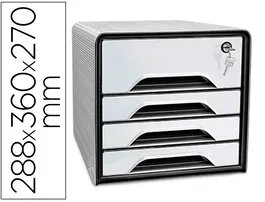 Cep smoove secure Fichero Cajones de Sobremesa con Cerradura 4 Cajones Blanco/Negro 288x360x270 mm