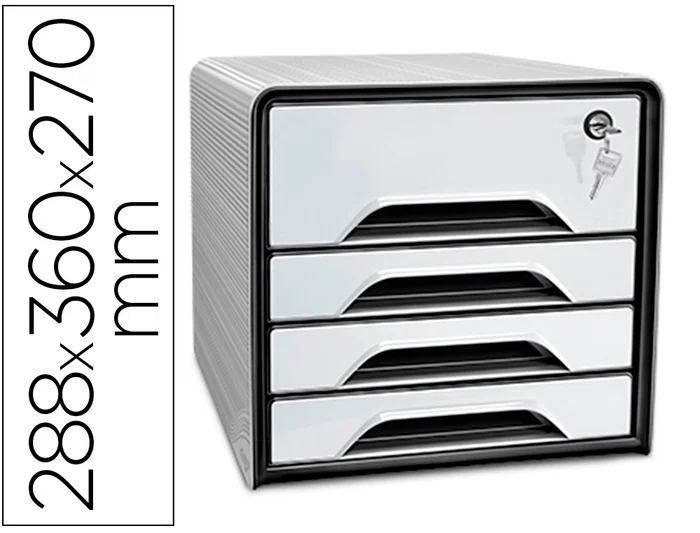 Cep smoove secure Fichero Cajones de Sobremesa con Cerradura 4 Cajones Blanco/Negro 288x360x270 mm Cep smoove secure Fichero Cajones de Sobremesa con Cerradura 4 Cajones Blanco/Negro 288x360x270 mm