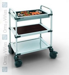 Servogrill Carro con 3 Estantes, Acero Inoxidable, para Almacenaje y Transporte