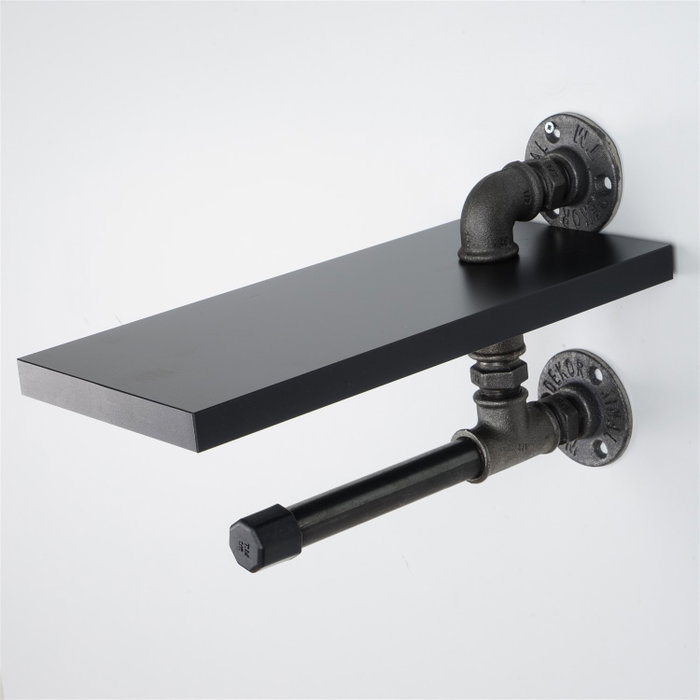 Wallity BORURAF238 Estantería de Tubo Negra de MDF 15 x 28 x 15 cm