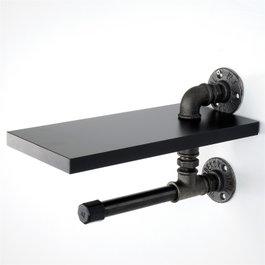 Wallity BORURAF238 Estantería de Tubo Negra de MDF 15 x 28 x 15 cm