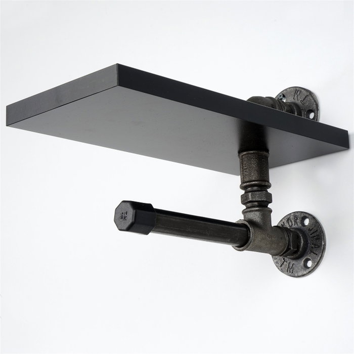 Wallity BORURAF238 Estantería de Tubo Negra de MDF 15 x 28 x 15 cm
