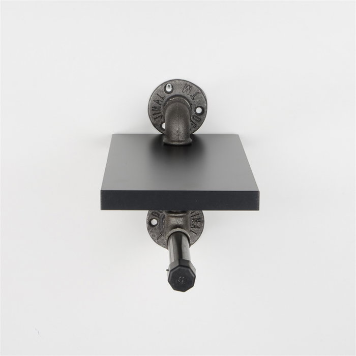 Wallity BORURAF238 Estantería de Tubo Negra de MDF 15 x 28 x 15 cm