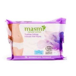 MASMI Toallitas Humedas Intimas Femeninas 20Ud. Con Aloe Vera, Algodón Ecológico, pH Fisiológico, Hipoalergénicas