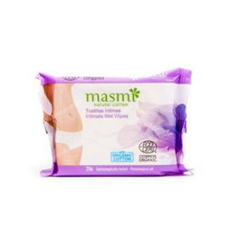 MASMI Toallitas Humedas Intimas Femeninas 20Ud. Con Aloe Vera, Algodón Ecológico, pH Fisiológico, Hipoalergénicas