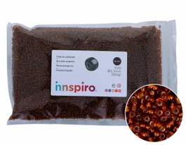Innspiro Rocalla de Vidrio Redonda Plateado Bronce 2,3mm 500g