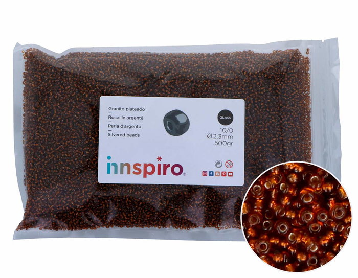 Innspiro Rocalla de Vidrio Redonda Plateado Bronce 2,3mm 500g Innspiro Rocalla de Vidrio Redonda Plateado Bronce 2,3mm 500g