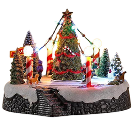 DKD Home Decor Ciudad LED Resina 22x22x18,5 con Movimiento Musical