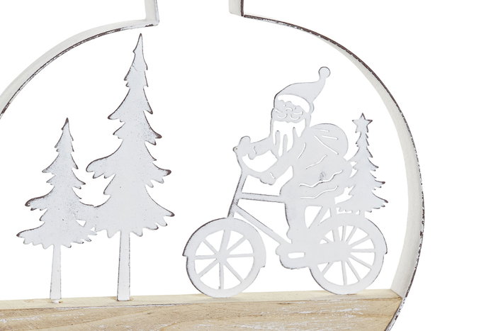 DKD Home Decor Decoracion Colgante Navidad Blanco Natural Metal Madera (6 Unidades) 2 x 15 x 14.5 cm