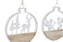 DKD Home Decor Decoracion Colgante Navidad Blanco Natural Metal Madera (6 Unidades) 2 x 15 x 14.5 cm