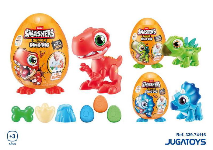 Zuru Huevo Smashers Junior con dinosaurio y 1 kg de plastilina