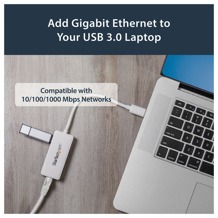 StarTech Adaptador de Red USB 3.0 a Gigabit Ethernet RJ45 de 1 Puerto con Puerto USB Extra - NIC Externa Plug and Play, Blanco