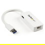 StarTech Adaptador de Red USB 3.0 a Gigabit Ethernet RJ45 de 1 Puerto con Puerto USB Extra - NIC Externa Plug and Play, Blanco