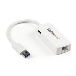 StarTech.com Adaptador de Red USB 3.0 a Gigabit Ethernet RJ45 con Puerto USB Extra - 10/100/1000 Mbps, Plug and Play, Compatible con Windows, macOS, Linux - Blanco