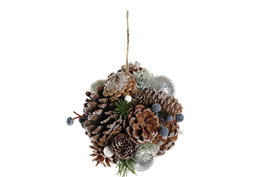 DKD Home Decor Bola de Decoración Piñas y Frutos Nevada