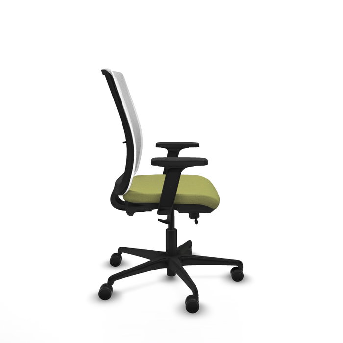 Silla de oficina Haches con mecanismo Sincro/Traslack tapizada con Tela color Verde oliva y malla color Blanco. Equipada con lumbar 1D, Brazos 2D y Ruedas 65mm nailon Silla de oficina Haches con mecanismo Sincro/Traslack tapizada con Tela color Verde oliva y malla color Blanco. Equipada con lumbar 1D, Brazos 2D y Ruedas 65mm nailon
