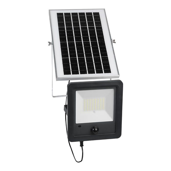 EDM Foco Proyector LED Solar 300W con Sensor de Movimiento, 3500 Lm Luz Fría 6500K, IP65, Mando a Distancia, Batería Recargable