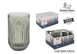 Santa Clara Vaso Alto "Odiel", 430 cc, Color Verde, 13 cm de Alto x 8 cm de Ancho (36 Unidades)