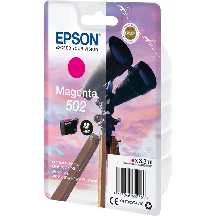 Epson Cartucho de tinta 502 Magenta Original (C13T02V34010) de rendimiento estándar Epson Cartucho de tinta 502 Magenta Original (C13T02V34010) de rendimiento estándar